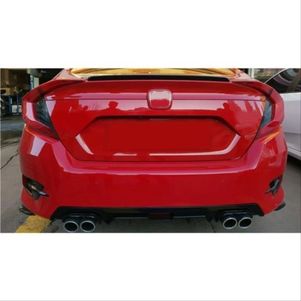 Honda Civic Uyumlu Fc5 2016-2020 Difüzör 4 Egzoz Piano Black - 2