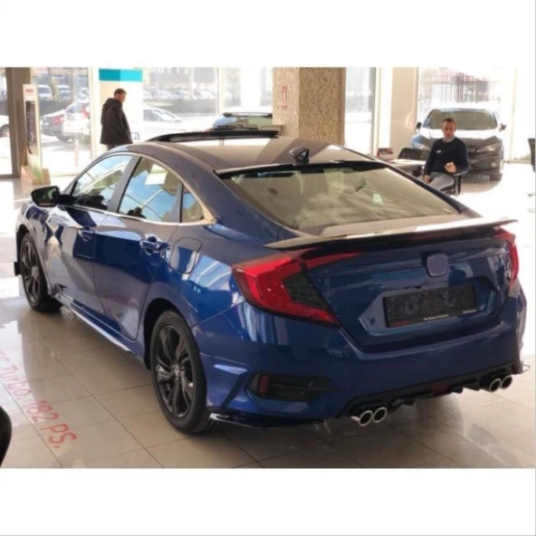 Honda Civic Uyumlu Fc5 2016-2020 Difüzör 4 Egzoz Piano Black - 3