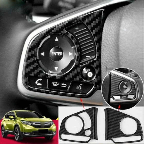 Honda Civic Uyumlu Fc5 2016-2020 Direksiyon Kaplaması 2 Parça - Karbon - Resim 2