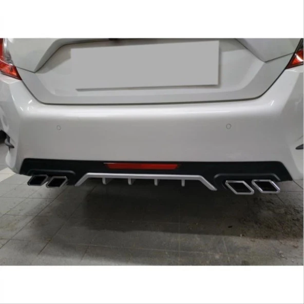 Honda Civic Uyumlu Fc5 2016-2020 Difüzör Kare Egzoz Silver - 4