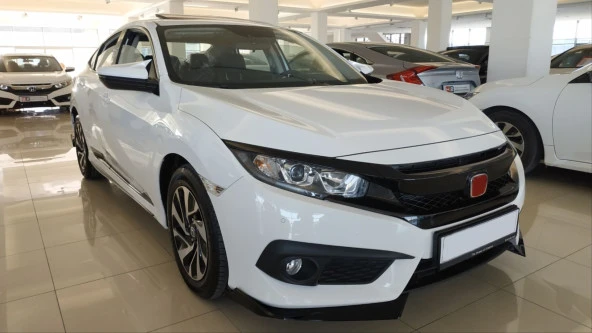 Honda Civic Uyumlu Fc5 2016-2020 Çıkıntılı Ön Flap Piano Black Dizayn B - Resim 2