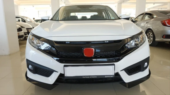 Honda Civic Uyumlu Fc5 2016-2020 Çıkıntılı Ön Flap Piano Black Dizayn B - Resim 3