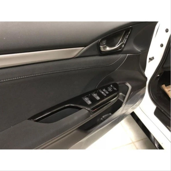 Honda Civic Uyumlu Fc5 2016-2020 Kapı Kolçak Kaplama Piano Black - Resim 2