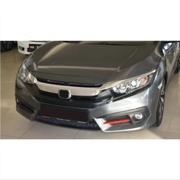 Honda Civic Uyumlu Fc5 2016-2020 Ön Sis Orta Çıta Piano Black - 4