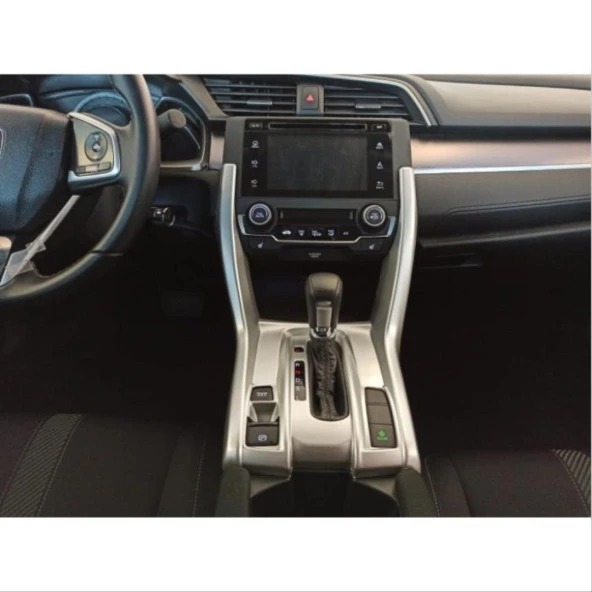 Honda Civic Uyumlu Fc5 2016-2020 Yeni Stil Vites Konsol Kaplama- Silver - 2