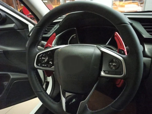 Honda Civic Uyumlu Fc5 2016+ Paddle Shift (F1 Vites Kulakçık) - Kırmızı - Resim 3