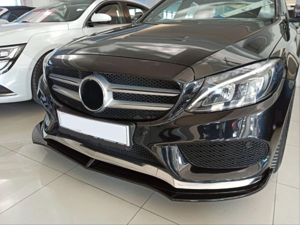Mercedes W205 Uyumlu 2015-2018 C Serisi Ön Lıp Custom - Piano Black (Parlak Siyah) - 4