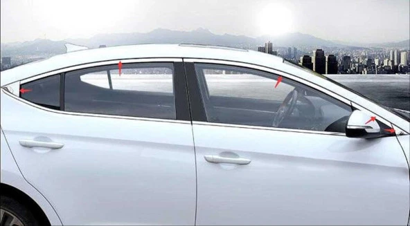 Hyundai Elantra Uyumlu 2016-2018 Cam Çıtası Nikelaj 10 Parça - 2