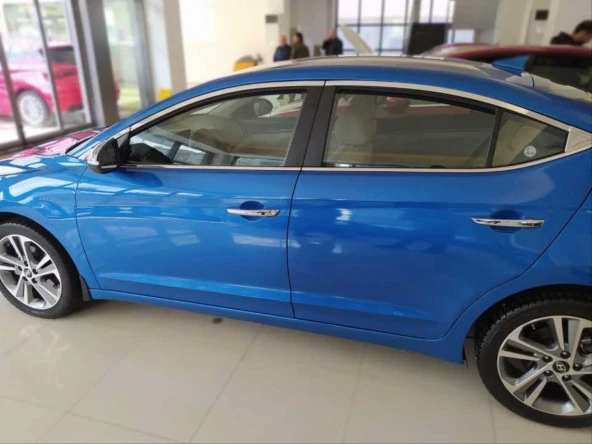 Hyundai Elantra Uyumlu 2016-2018 Cam Çıtası Nikelaj 10 Parça - 4