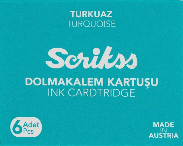 Scrikss Kartuş Dolma Kalem Kartuşu 6'lı Paket Turkuaz