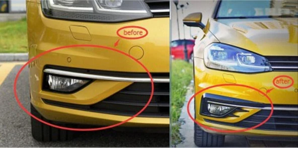 Volkswagen Golf Uyumlu 7,5 2017-2020 Gti Ön Sis Kaplama - Piano Black - Resim 3