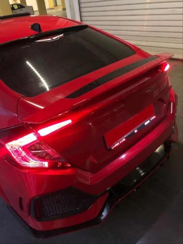Honda Civic Uyumlu Fc5 2016-2020 Spoiler Sı Model Reflektörlü (Kırlangıç) (Boyasız)