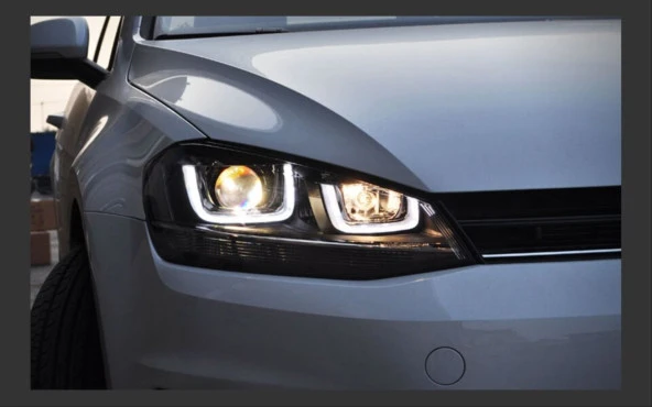 Volkswagen Golf Uyumlu 7 U LED Far Silver Haraketli Sinyal -(Uzun Kısa LED Aydınlatmalar Farın İçinde) - 2