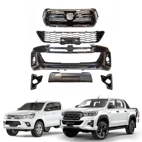 Toyota Hilux Uyumlu Rocco Body Kit 2016-2020 (Ön Tampon, Panjur, Alt Izgara, Sis Kapakları) - 2