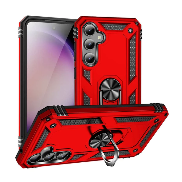 Galaxy S23 FE Kılıf Yüzüklü Standlı Manyetikli Armor Zırh - 3