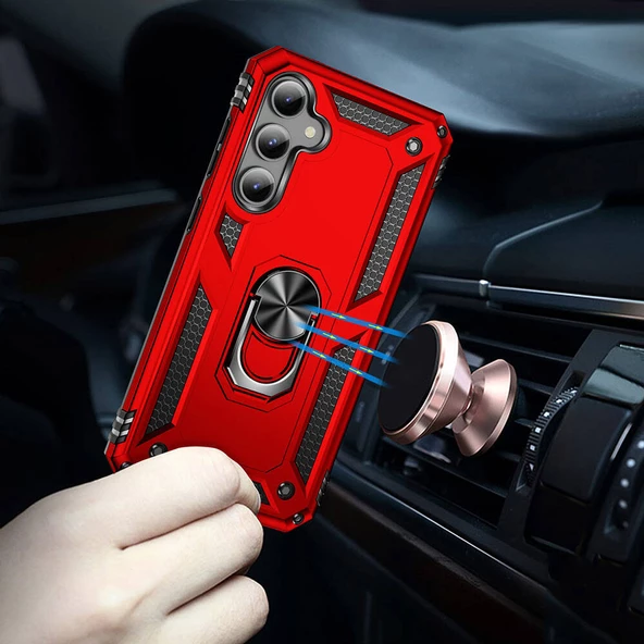 Galaxy S23 FE Kılıf Yüzüklü Standlı Manyetikli Armor Zırh - 6