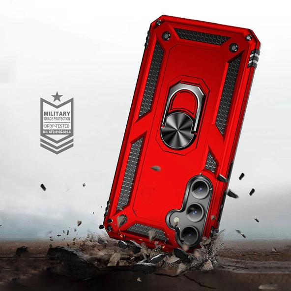 Galaxy S23 FE Kılıf Yüzüklü Standlı Manyetikli Armor Zırh - 4