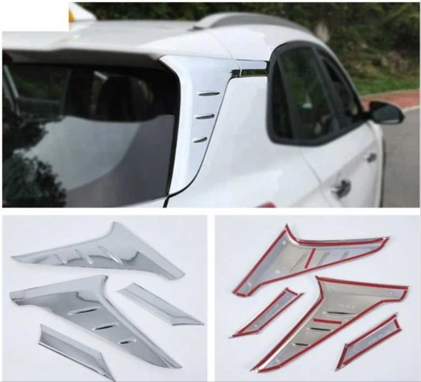 Hyundai Kona Uyumlu Arka Direk Kaplama - Krom - 2