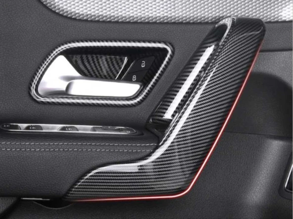 Mercedes W177 Uyumlu A Serisi 2019+ Kapı Kolçak Kaplama - Karbon - Resim 3