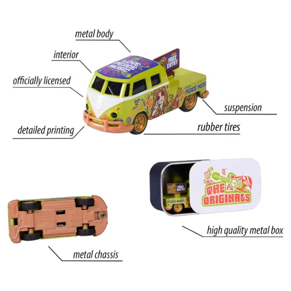 Majorette Vw The Originals Deluxe Serisi Volkswagen T1 Free Entry - Resim 5