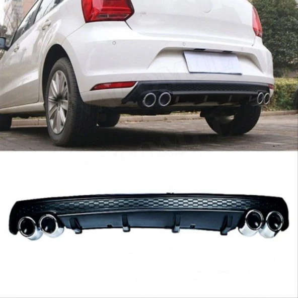 Volkswagen Polo Uyumlu 2014-2018 Mk5 4 Egzoz Difüzör - Mat Siyah - 2
