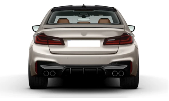Bmw 5 Uyumlu Serisi G30 M5 Difüzör Ve M5 Egzoz Seti (Parlak Siyah Difüzör Ve Siyah - 2