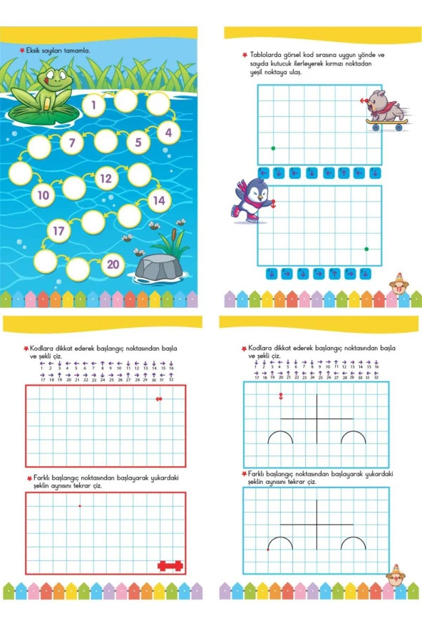 4 - 6 Yaş Matematik, Kodlama ve Dikkat ve Zeka Geliştirici Etkinlik Seti 15 Kitap - 6