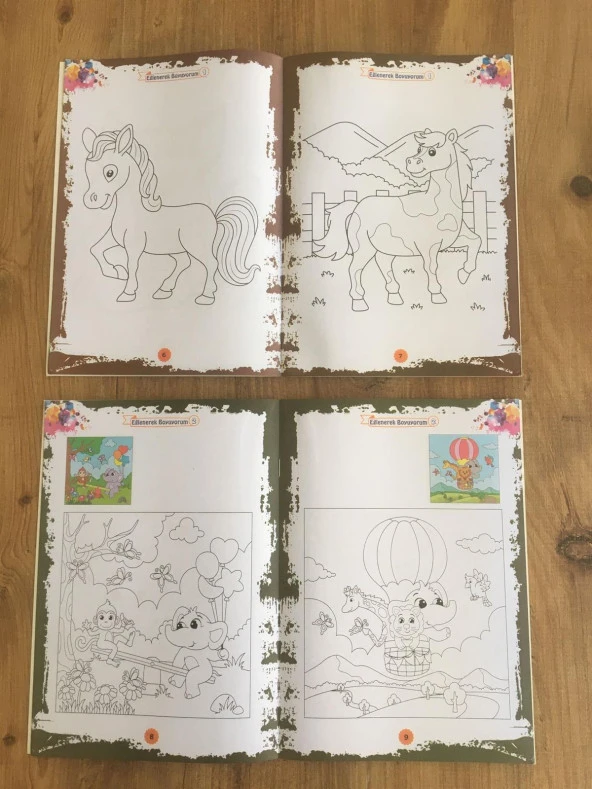 Eğlenerek Boyuyorum Eğitici Etkinlikli Boyama Kitapları 10 Kitap Yeşil Set - 5