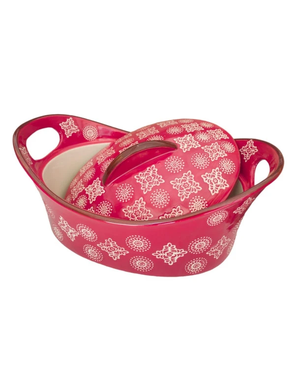 Kırmızı Oval Büyük Tencere Fırın Kabı - 3