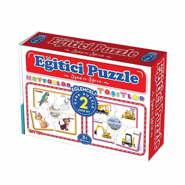 Diytoy Eğitici Çark Puzzle Hayvanlar Ve Taşıtlar