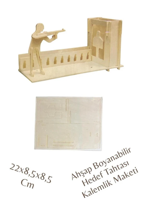 3d Boyanabilir Ahşap Yap Boz Puzzle - Ahşap 3d Hedef Tahtası Temalı Kalemlik Maketi