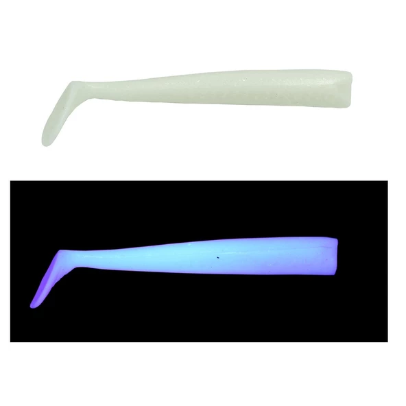 Mef Sargan 10cm 3 Adet Silikon Yem  UV Beyaz Glow - 1