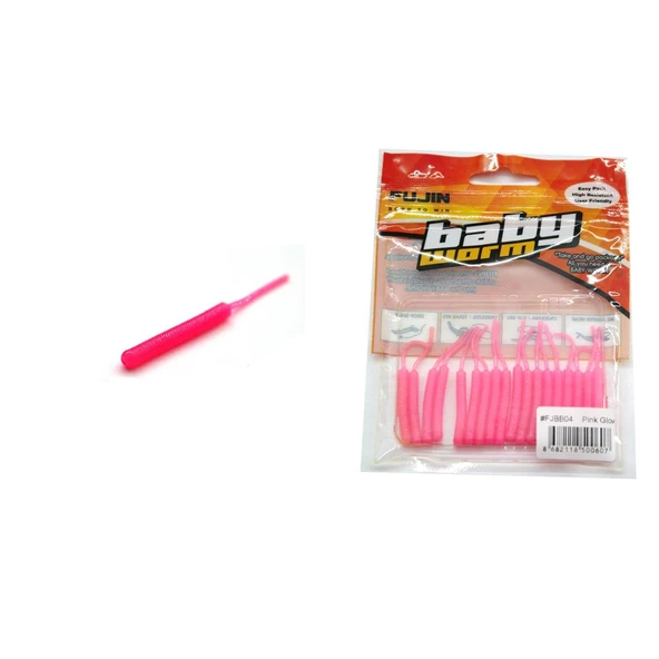 Fujin Baby Worm 5.2 cm Floating LRF Silikonu  PINK GLOW ürün görseli 1