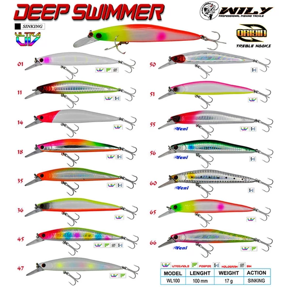 Wily Deep Swimmer 10 cm 17 gr Maket Balık Sinking  35