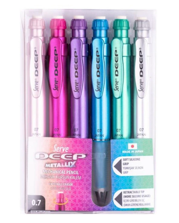 Serve Deep Versatil Uçlu Kalem 6'lı Set 0.7 mm Metalik Renkler