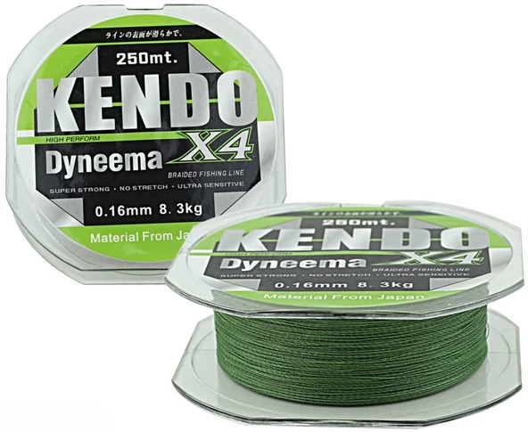Kendo Dynema 4 Kat 250Mt (Green) İp Misina  0,14 mm ürün görseli 1