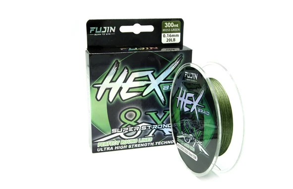 Fujin Hex Braid 8x 300mt Moss Green PE İp Misina  0,14 mm