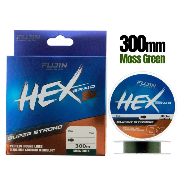 Fujin Hex Braid 8x 300mt Moss Green PE İp Misina  0,18 mm ürün görseli