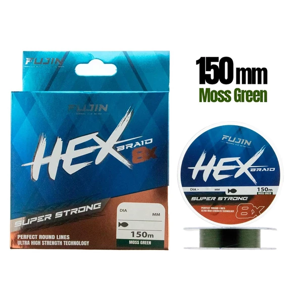 Fujin Hex Braid 8x 150mt Moss Green PE İp Misina  0.10 mm