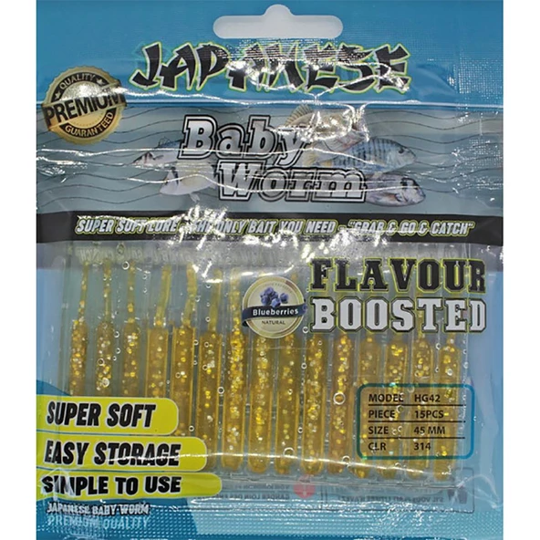 Japanese Baby Worm 45mm 15 Adet LRF Silikonu  314 - 1