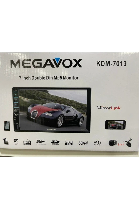 megavox Kdm-7019 7 Hd Ekran Usb Sd Bluetooth Mirrorl Mp5 Kaliteli Double 2021 Model Kamera Hediye