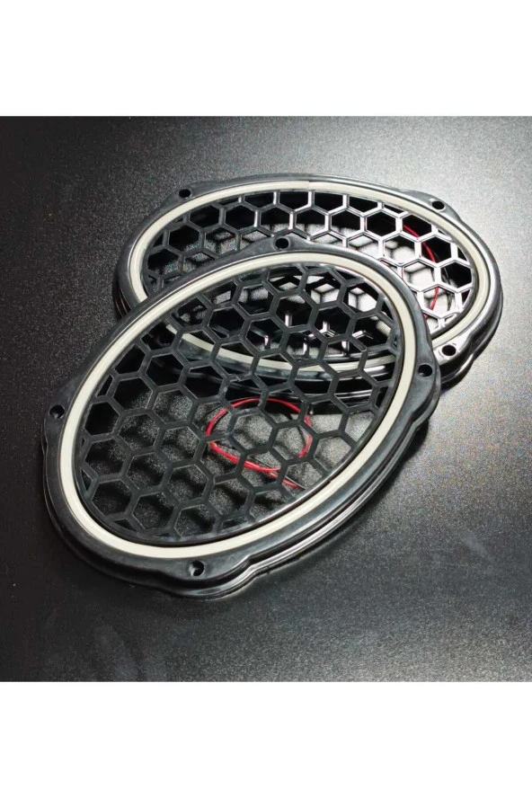 POZART AUDİO SYSTEMS Oval 6x9 Hoparlör Kapağı Plastik Neon Beyaz Işıklı Vidalı 2 Adet Siyah