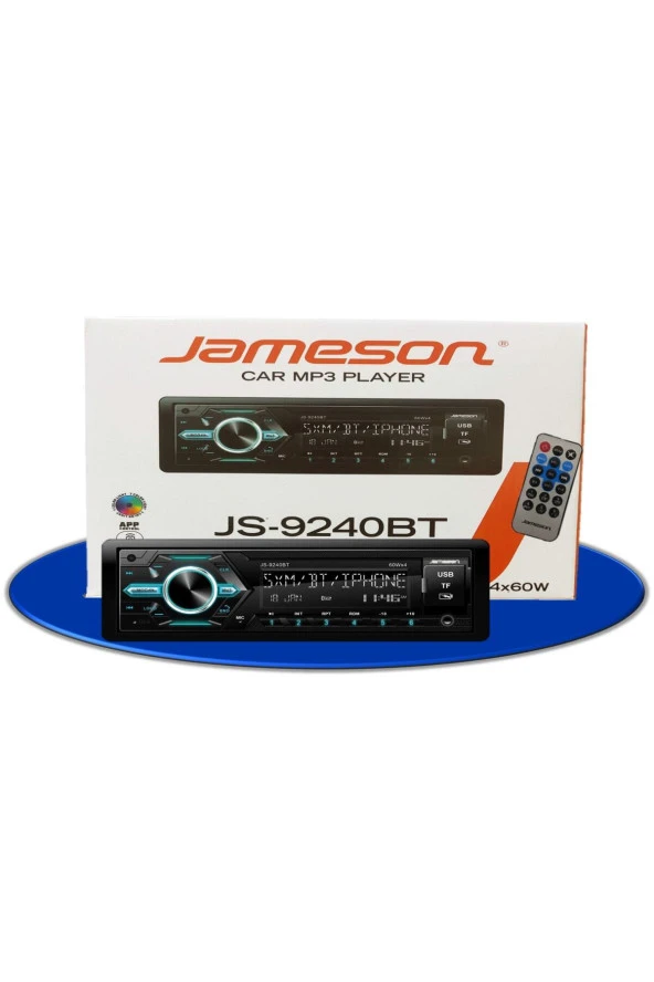 Jameson JS-9240BT Usb Charge/Bluetooth/AUX/Hafıza Kartı/Lcd Ekran Çift Anfi Çıkışlı/4X60Watt Oto Teyp
