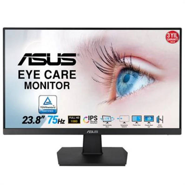 ASUS VA24EHE 23.8" 5MS 75Hz 1920x1080 VGA/DVI/HDMI VESA IPS LED MONITOR