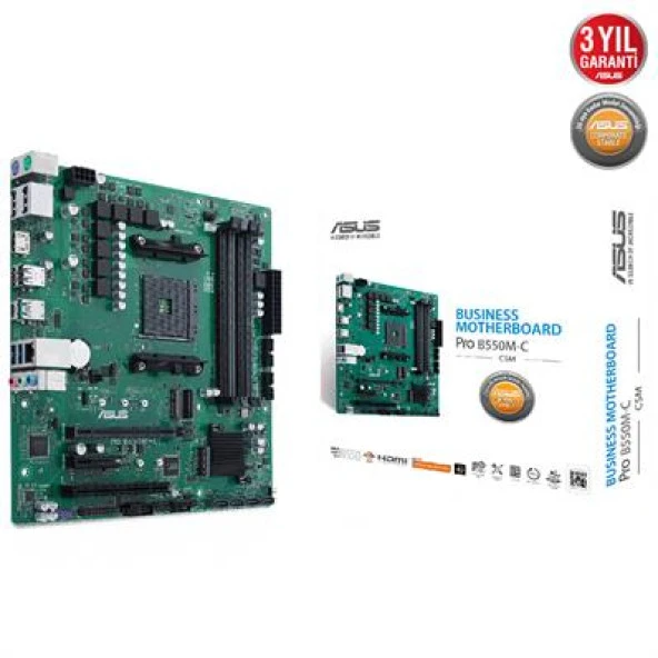 ASUS PRO B550M-C/CSM 4xDDR4 DP/HDMI 2xM.2 AM4 ANAKART