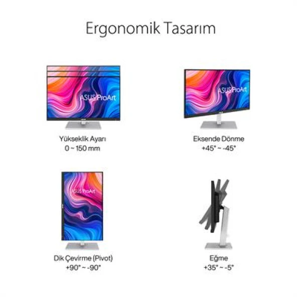 ASUS PROART PA278CV 27" 5MS 2K 2560x1440 mDP/HDMI/DVI MM VESA LED MONITOR - Resim 6