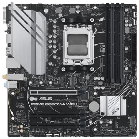 ASUS PRIME B650M-A WIFI II AMD B650 AM5 DDR5 6400 DP HDMI VGA 2X M2 USB3.2 AX WiFi-BT AURA RGB 2.5Gbit LAN mATX ASUS 5X PROTECTION III BIOS FLASHBACK - 2