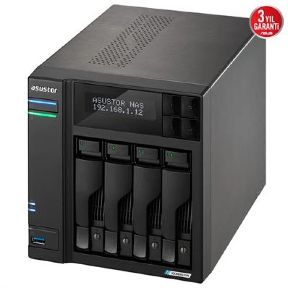 ASUSTOR AS6704T 4 BAY NAS(4X22TB Desteği), 4GB DDR4, M.2 x4, PCIe x1, 2.5GbE x2 DEPOLAMA ÜNİTESİ - Resim 3