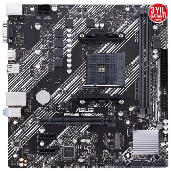 ASUS PRIME A520M-K 2xDDR4 VGA/HDMI 1xM2 AM4 ANAKART - 3