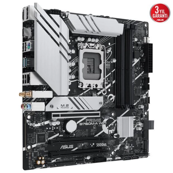 ASUS PRIME B760M-A WIFI 4xDDR5 7200 HDMI/DP 2xM.2 USB3.2 AX WiFi + BT AURA RGB 2.5Gbit LAN mATX ASUS 5X PROTECTION III Armoury Crate AI Suite 3 1700P (12.Gen 13.Gen) ANAKART - 4